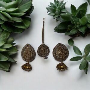 Stunning Traditional Gold & Grey Jewelry Set ✨